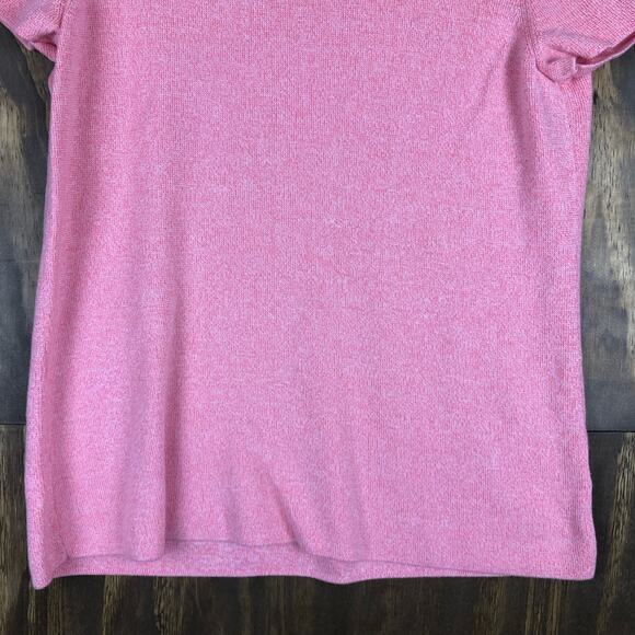 Talbots Womens Blouse Pink Knit Top Short Sleeve Round Neck Keyhole Back Small - Picture 3 of 10